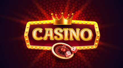 Casino frame label, slot sign machine, night Vegas. Vector illustration