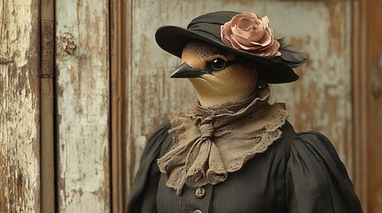 Victorian Swallow Dressed in Vintage Attire