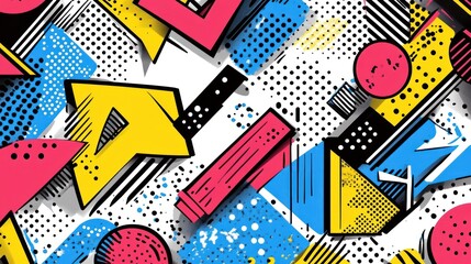 Abstract geometric colorful graffiti art.