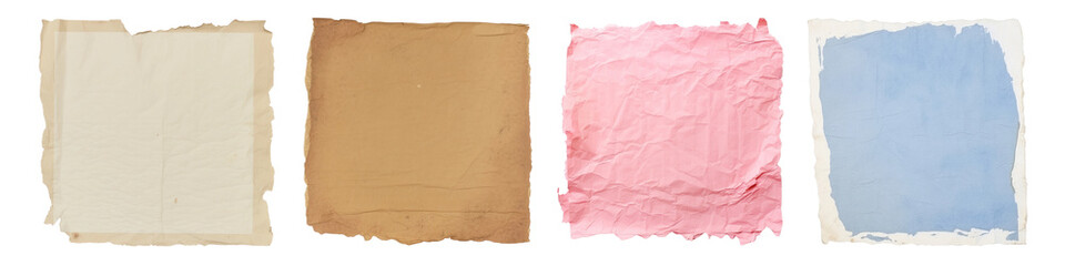 PNG Colorful textured paper squares, isolated element set, transparent background