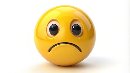 Sad emoticon, 3D rendering, yellow, digital art