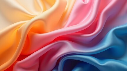 Obraz premium Colorful silk fabrics in pastel and bright shades, arranged diagonally with shallow depth of field.