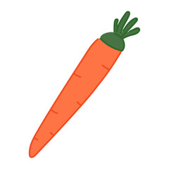 An illustration of a flat simple carrot. Isolated on white.