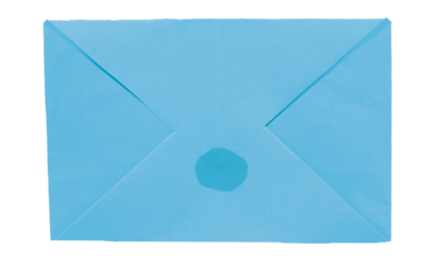 Envelope made of light blue paper isolated on transparent background