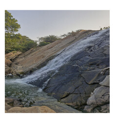 Mountain with waterfall. 