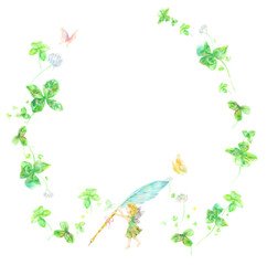 羽根を持つ妖精　フレーム、クローバー