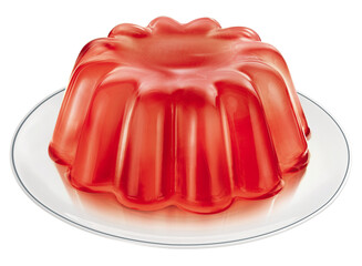 prato com gelatina de morango isolado em fundo transparente