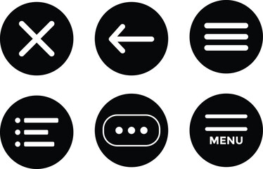 Ui menu icons. Set Hamburger Menu icon. Includes vector buttons for website UI navigation, featuring hamburger or burger line menu icons for 
