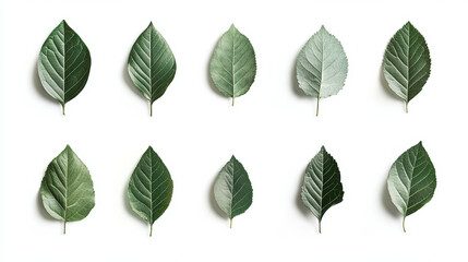 Obraz premium Collection of isolated 2D leaves in minimalistic style