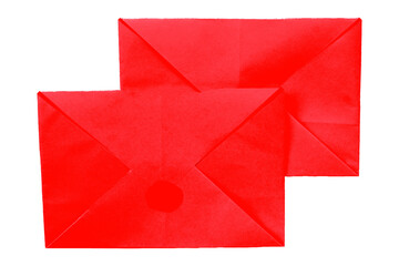 Envelope made of red paper isolated on transparent background