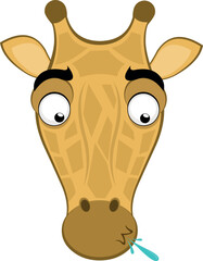 Obraz premium vector illustration emoji head character giraffe cartoon, spitting saliva