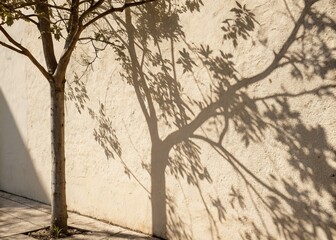 Sunlit Wall with Tree Shadow - Candid Natural Light Photography