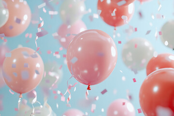 Party background with balloons and confetti
