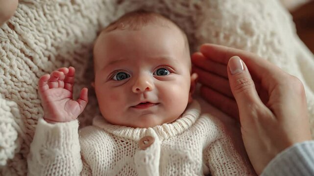 newborn baby home bed sleeping mother love life ai generated video concept