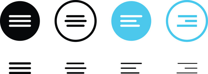 Ui menu icons. Set Hamburger Menu icon. Includes vector buttons for website UI navigation, featuring hamburger or burger line menu icons for 
