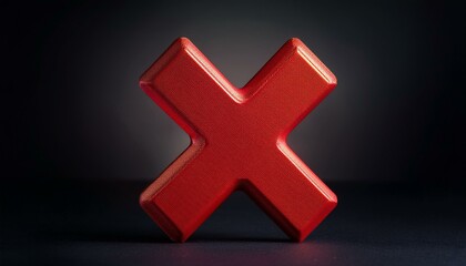 Obraz premium Um X vermelho indicando reprovação, insegurança, falha