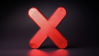 Obraz premium Um X vermelho indicando reprovação, insegurança, falha