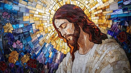 Mesmerizing Stained Glass Mosaic of Jesus Christ