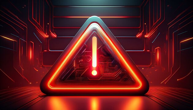 Placa triangular vermelha de alerta com um ponto de exclama&ccedil;&atilde;o ao centro, representando um perigo digital