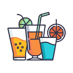 Juice, Beverage, and Cocktail SVG Icon Set