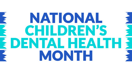 National Children’s Dental Health Month text with side lines on a White background. Which is observed every year in February to celebrate National Children’s Dental Health Month.