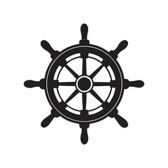 Obraz premium ship steering silhouette, black and white silhouette, vector and&nbsp;illustration