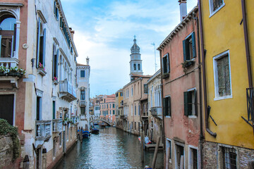 Italy. Venice. Canals, buildings, bridges. Boats, yachts, ships