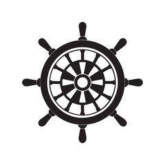 Obraz premium ship steering silhouette, black and white silhouette, vector and&nbsp;illustration