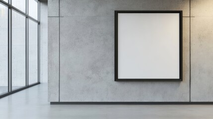Minimalist Interior Design with Empty Frame on Concrete Wall