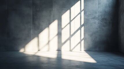 Obraz premium Shadows and Light on a Concrete Wall in an Empty Room