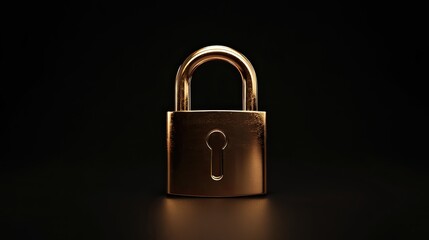 Fototapeta premium A gleaming golden padlock sits against a dark background symbolizing security and protection