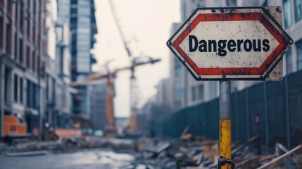 Obraz premium Urban Construction Site Danger Signage Image
