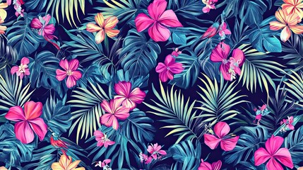 Fototapeta premium Stunning Tropical Floral Pattern Design for Fabric