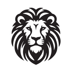 Vector illustration of a lion head mascot with tattoo style, featuring a wild animal face, symbolizing strength and nature