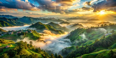 Surreal Dreamscape: Mines View Park, Baguio City, Philippines - Panoramic Mountain Vista