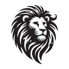 Obraz premium Vector illustration of a lion head mascot with tattoo style, featuring a wild animal face, symbolizing strength and nature