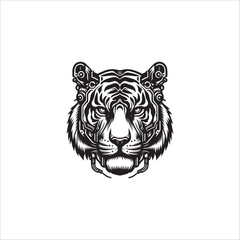Cyberpunk tiger head hand drawn illustration artwork