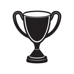 Winner cup silhouette, black and white silhouette, vector and illustration