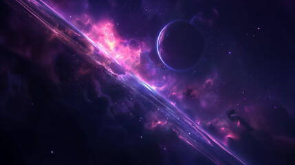 Cosmic Nebula Glow with Deep Space Stars on Abstract Background