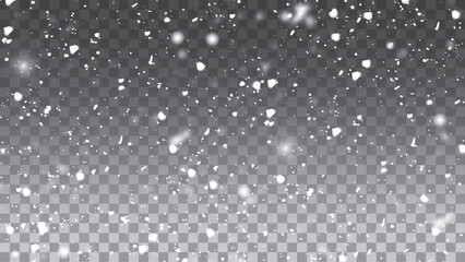 Fototapeta premium Vector snow. Snow png. Snow on an isolated transparent background. Snowfall, blizzard, winter, snowflakes png. Vector.