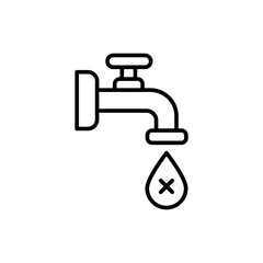 No water outline icons, minimalist vector illustration ,simple transparent graphic element .Isolated on white background