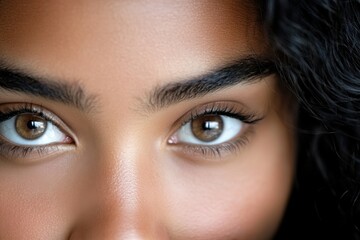 Obraz premium A breathtaking close-up shot focusing on expressive eyes that reflect depth, emotion, and the beauty of human connection, embodying a spirit of introspection and thoughtfulness.