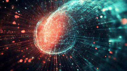 Obraz premium Abstract background with a digital brain network and futuristic technology elements, representing innovation -