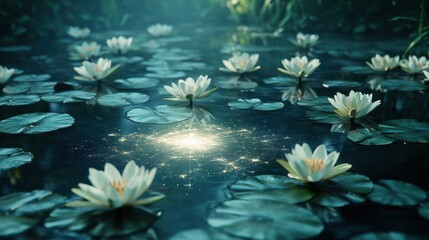 Luminous map on a tranquil lake.