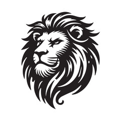 Fototapeta premium Vector illustration of a lion head mascot with tattoo style, featuring a wild animal face, symbolizing strength and nature