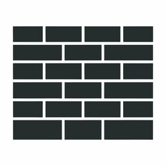 Brick wall vector icon. Black and white brick wall illustration