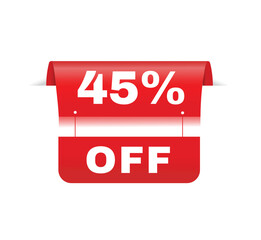 45 percent off - Banner label vector design announcement template. flat symbol.