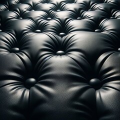 Naklejka premium The image shows a close-up view of dark gray or black tufted upholstery.&nbsp; 