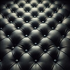 Obraz premium The image shows a close-up view of dark gray or black tufted upholstery.&nbsp; 