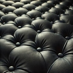 Obraz premium The image shows a close-up view of dark gray or black tufted upholstery.&nbsp; 
